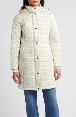 Via Spiga Box Quilt Hooded Coat in Champagne 