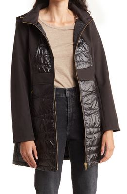 Via Spiga Elliptical Quilted Hooded Softshell Jacket in Black
