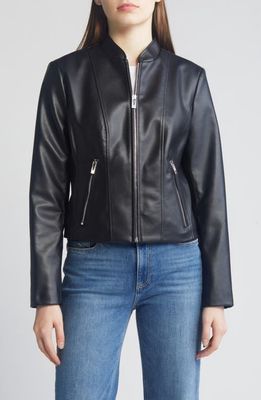 Via Spiga Faux Leather Jacket in Black 