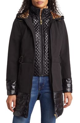 Via Spiga Quilted Mixed Media Water Repellent Jacket in Black