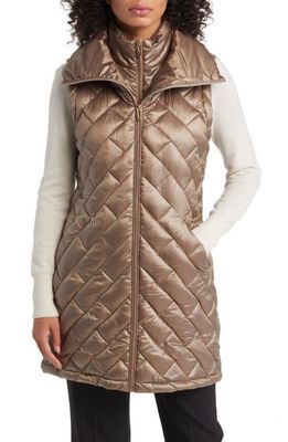 Via Spiga Quilted Puffer Vest with Bib in Gold