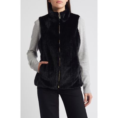 Via Spiga Reversible Faux Fur Vest in Black 