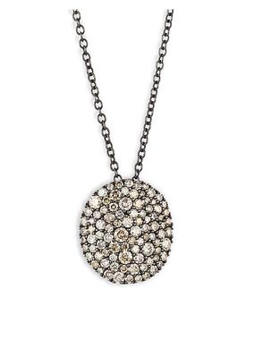 Vibrant 18K Rose Gold & Brown Diamond Disc Necklace