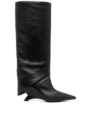 Vic Matie 80mm pointed-toe leather knee boots - Black