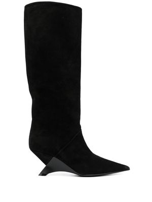 Vic Matie 80mm pointed-toe suede knee boots - Black
