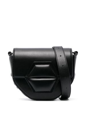 Vic Matie logo-embossed leather shoulder bag - Black