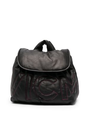 Vic Matie logo-embroidered leather backpack - Black
