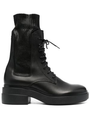 Vic Matie sock-style lace-up leather boots - Black