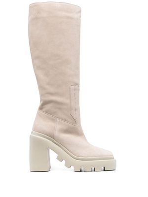 Vic Matie square-toe knee-length boots - Neutrals