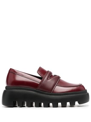 Vic Matie square-toe leather Penny loafers - Red