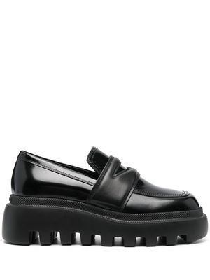 Vic Matie square-toe leather platform loafers - Black