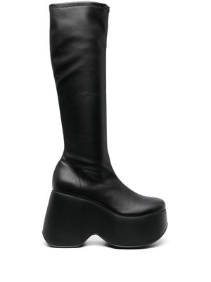 Vic Matie Stripy 120mm leather knee-high boots - Black