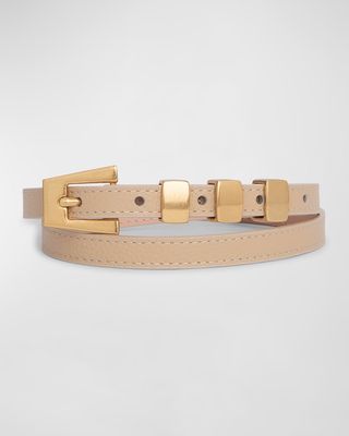 Vic Skinny Grained Calf Leather Belt