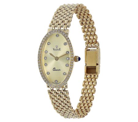 Vicence 14K Gold Oval Panther Link Watch