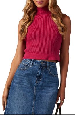 VICI Collection Aleisha Rib Sleeveless Mock Neck Crop Sweater in Berry