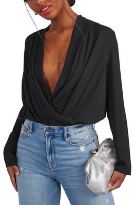 VICI Collection Attraction Surplice Neck Bodysuit in Black 