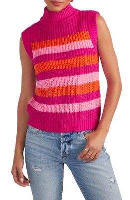 VICI Collection Leia Stripe Sleeveless Mock Neck Sweater in Berry