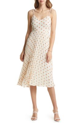 VICI Collection Polka Dot Sleeveless Dress in Cream/Tan