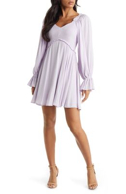 VICI Collection Smocked Long Sleeve Babydoll Dress in Lavender