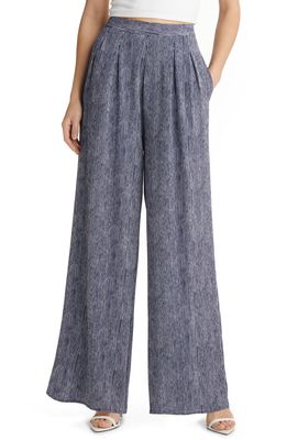 VICI Collection Stripe High Waist Wide Leg Pants in Navy/White