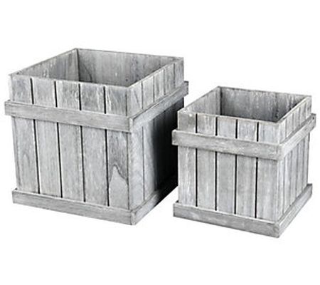 Vickerman 10" Wooden Panel Box Set of 2 Nested Boxes