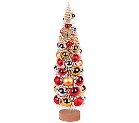 Vickerman 18" Frosted Gold Tree with Multicolor Ornaments