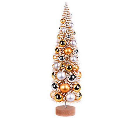Vickerman 18" Vintage Frosted Gold Tree with Si lver/Gold Orn