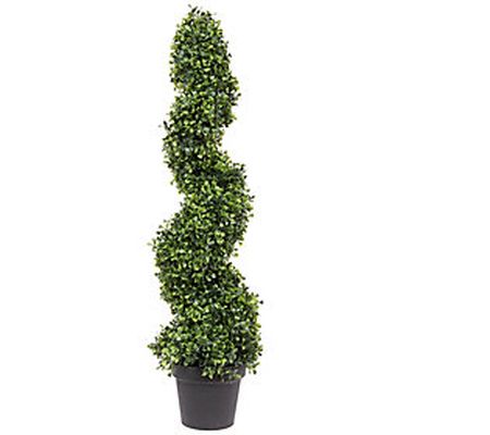 Vickerman 3' Artificial Potted Green Boxwood Spiral Tree.