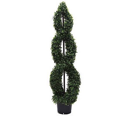 Vickerman 5' Artificial Green Boxwood Double Sp iral Topiary