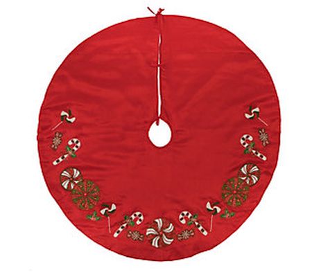 Vickerman 52" Red Beaded Candy Cane Tree Skirt