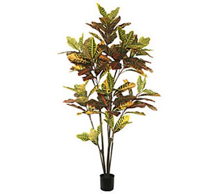 Vickerman 6' Potted Artificial Green and Orange Cronton Tree