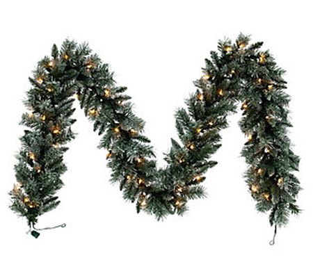 Vickerman 9' x 10 Frosted Mixed Pine Garland,lear Lights