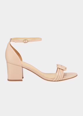 Vicky Knot Block-Heel Leather Sandals