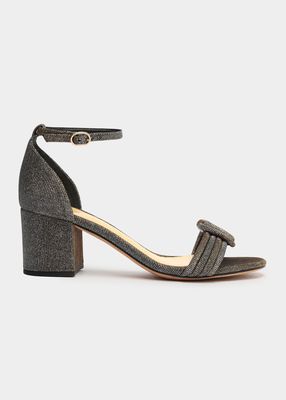 Vicky Metallic Knot Ankle-Strap Sandals