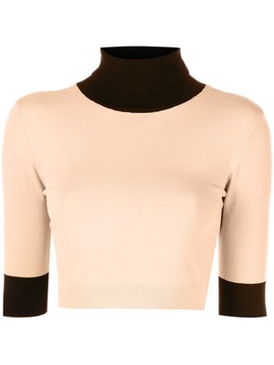 Victor Glemaud cropped contrasting turtleneck jumper - Neutrals