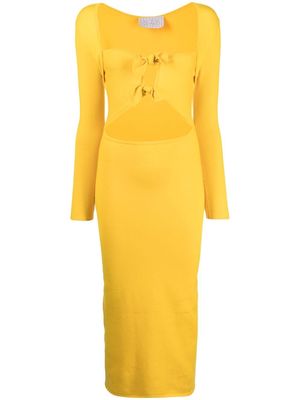 Victor Glemaud cut-out knit-detail dress - Yellow
