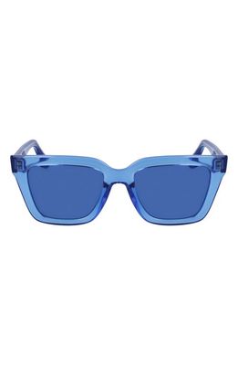 Victoria Beckham 53mm Rectangle Sunglasses in Teal Blue