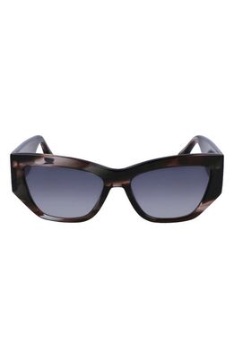 Victoria Beckham 55mm Cat Eye Sunglasses in Striped Grey