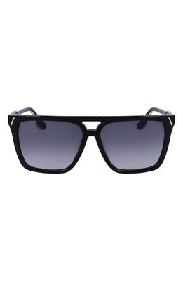 Victoria Beckham 57mm Gradient Navigator Sunglasses in Black