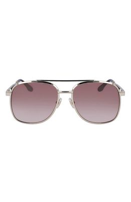 Victoria Beckham 58mm Navigator Sunglasses in Silver/Brown