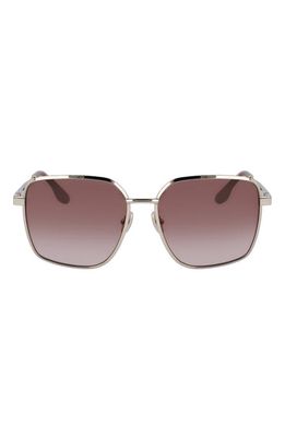 Victoria Beckham 59mm Rectangular Sunglasses in Gold/Brown