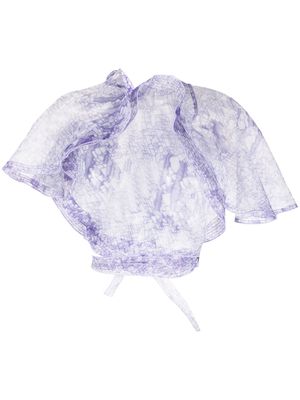 Victoria Beckham abstract-print transparent top - Purple