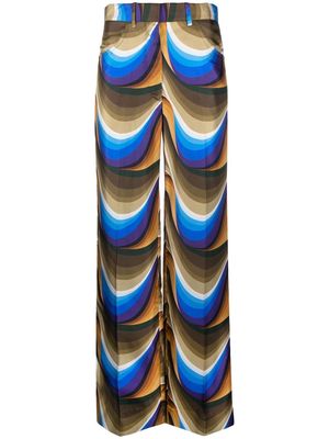 Victoria Beckham abstract-print wide-leg trousers - Blue
