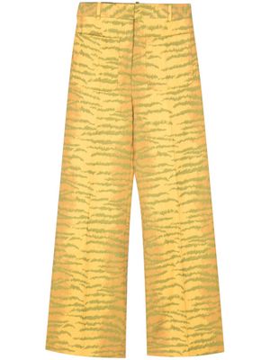 Victoria Beckham Alina tiger-print flared trousers - Yellow