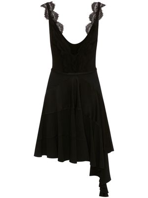 Victoria Beckham asymmetric lace-trim minidress - Black