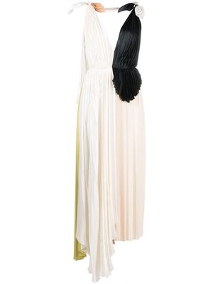 Victoria Beckham asymmetric pleated maxi dress - Neutrals