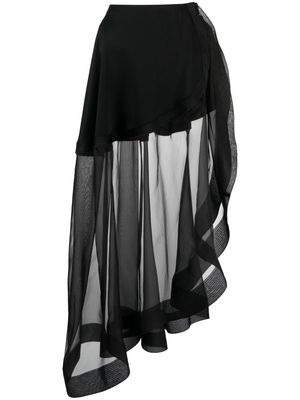 Victoria Beckham asymmetric semi-sheer silk skirt - Black