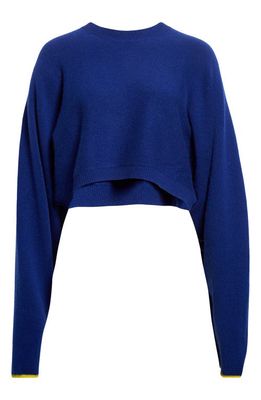 Victoria Beckham Asymmetric Stretch Cashmere Crop Sweater in Cobalt