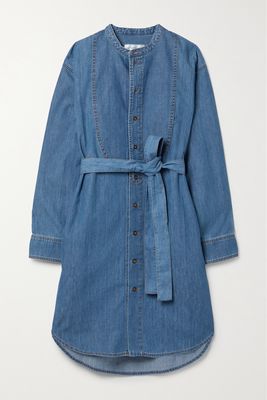 Victoria Beckham - Belted Cotton-chambray Shirt Dress - Blue