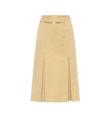 Victoria Beckham Belted linen and cotton midi skirt